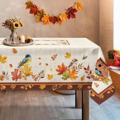 Produktbild von Tischdecke Rechteckig 152 x 213 cm Polyester Ahornblatt Vintage Thanksgiving