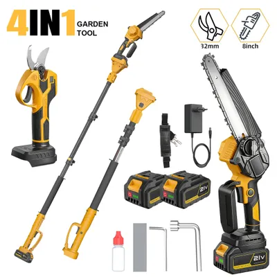 Immagine prodotto di Troncatrice da giardino 4-in-1 – Seghetto telescopico, motosega e potatore per rami – Motore brushless – Lama da 20 cm – Taglio da 32 mm – Acciaio al carbonio SK5