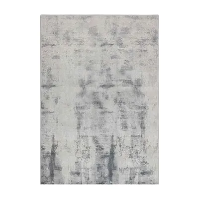 Produktbild von Heller Retro-Teppich mit abstraktem Strukturmuster – 80x250 cm, rutschhemmend, Polyester-Samt, waschbar