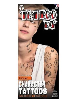 Produktbild von Hipster Klebe-Tattoos - Fasching Halloween Karneval