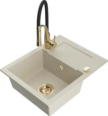 Image de Enzo granit évier 1 avec égouttoir y compris mélangeur Aster, beige (6506-69-73450-57-G)