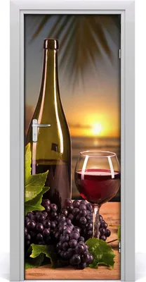 Produktbild von Tulup Türaufkleber 75x205 cm Dekorative Aufkleber Selbstklebend Wasserdichte Tapete Abnehmbar Schlafzimmer Wohnzimmer Wohnkultur - Trauben und Wein