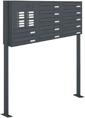 Produktbild von 12er Briefkastenanlage Standsystem Durchwurf - Klingel RAL 7016 Anthrazit
