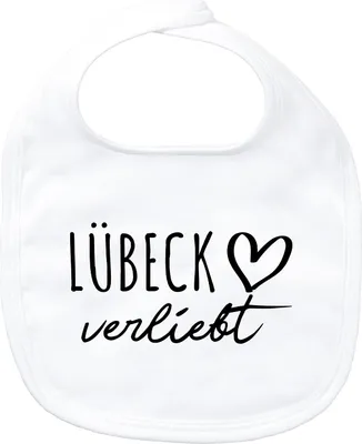 Produktbild von Huuraa Baby Lätzchen Lübeck verliebt White Klettverschluss  Baumwolle Latz Geschenkidee