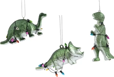 Produktbild von Christbaumschmuck Kunststoff 10cm Dinosaurier Figur 1 Stück sort. Grün