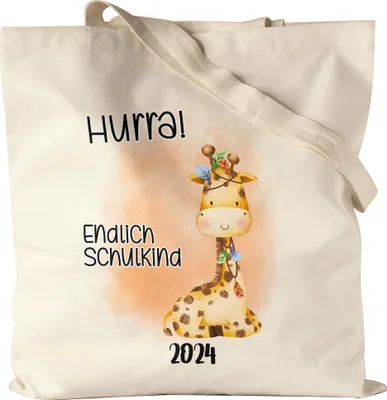Produktbild von Endlich Schulkind 2024 Giraffe Jutebeutel Süßes Eichhörnchen Einschulung Geschenk Schulanfang Schuleinführung