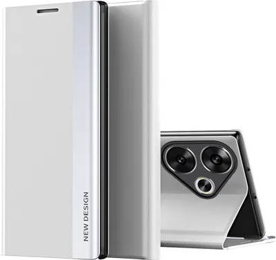 Produktbild von Xiaomi Poco F6 Hülle, Leder PolyurethanMagnetisch Klapphülle PC Innere Schutzhülle mit Standfunktion für Xiaomi Poco F6 /Redmi Turbo 3 Weiß
