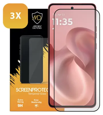 Produktbild von MobyDefend 3er-Pack Displayschutzglas mit schwarzem Rand - kompatibel mit Motorola Moto G86 - Gehärtetes Glas
