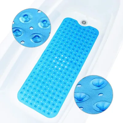 Obrázek produktu pro Koupelnová rohož 100 x 40 cm s 200 přísavkami, odtokovými otvory, odolná proti plísním – odolné PVC