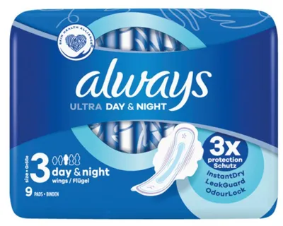 Produktbild von Always Ultra-dünne Binden Day & Night, 9 Stück