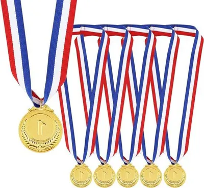 Produktbild von Goldmedaillen - 6 Stück mit Halsband für Preise für erste Platz Sportwettkämpfe Tanzwettkämpfe Talentshows Staffeln Lebensmittelpreise