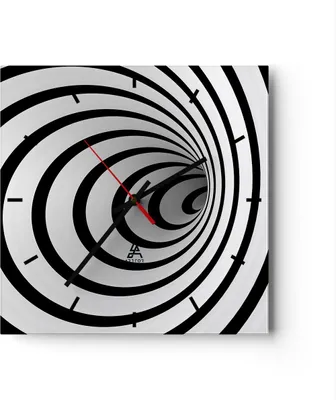 Produktbild von Wanduhr - Quadrat - Glasuhr - Spirale abstrakt komposition - 30x30cm - Schleichendes Uhrwerk - Lautlos - zum Aufhängen bereit - Dekoration Modern - Wanddekoration aus Glas - C3AC30x30-2648