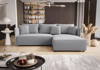 Produktbild von Schlafsofa VELOUR - hellgrau, rechte Ecke