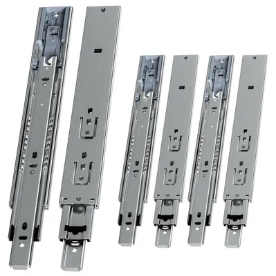 Image de ISOISL : 3 paires de rails de tiroir de 300 mm, à tirage complet, en 3 parties, avec système de fermeture douce et mécanisme d'auto-rétraction, capacité de charge de 45 kg, coulisseaux de tiroir en acier