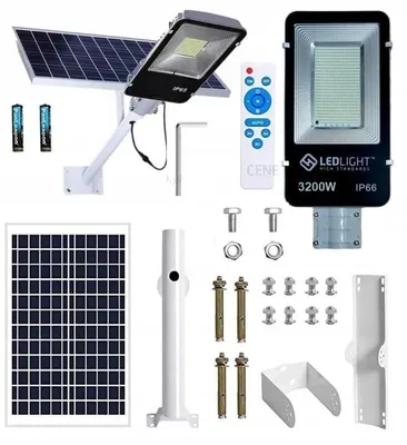 Image de Lanterne De Jardin Lampe Solaire Pour Poteau Puissante 3200 W Panneau Routier 648 Led