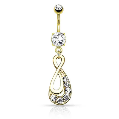 Produktbild von Taffstyle Bauchnabelpiercing Bauchnabelpiercing mit Kristall Unendlichkeit Ornament Anhänger, Gold
