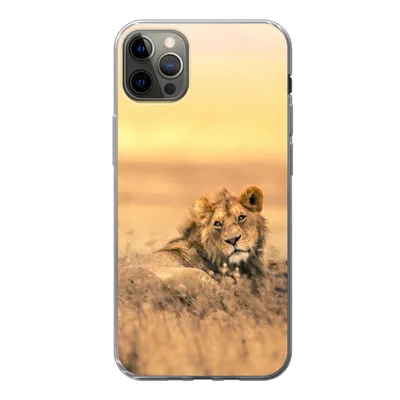 Produktbild von MuchoWow® Handyhülle Schutzhülle Hülle für iPhone 13 Pro Max Löwen - Gras - Himmel Silikon Softcase Handy Hülle - Mobiltelefon
