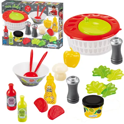 Immagine prodotto di Set per insalata Ecoiffier con asciugatore per lattuga 21 pz.