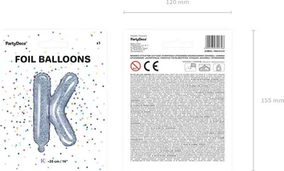Produktbild von Folienballon Buchstabe „K“, 35cm, holografisch