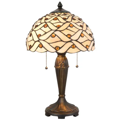 Produktbild von LumiLamp 5LL-5181 Tiffany Tischlampe Ø 30x50 cm Beige Braun Glas Halbkreis
