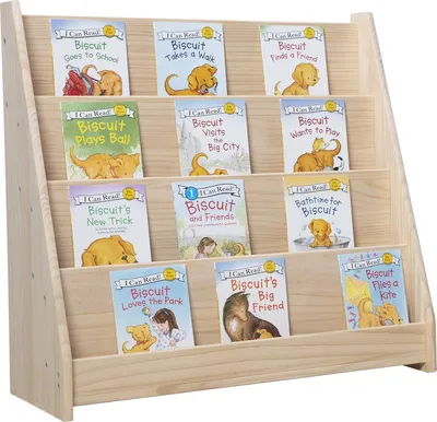 Produktbild von WonderMind© Massivholz Kinder Bücheregal für Kleinkinder - Montessori Bücherregal - Kindermöbel - 80×80×33 cm - Unlackiert