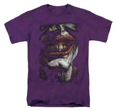 Image de T-shirt Batman - "Smile Of Evil", modèle unie pour hommes et femmes, tissu TV36997 (3XL), couleur violet