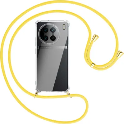 Produktbild von Handykette Backcover-Schutzhülle mit Band (Metall goldfarben) für vivo X90 Pro (V2242A, 6.78'') - gelb