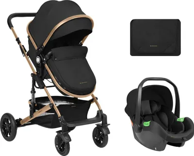 Produktbild von Kikkaboo Kombikinderwagen Amaia 3in1 i-Size Babyschale umbaubar Federung Tasche schwarz