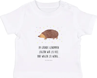 Produktbild von Mr. & Mrs. Panda T-Shirt Igel Herzen 12. - 18. Monat - Weiß - Geschenk, Öko Baby, Jerseyshirt, Leben, Shirt, Lustige Sprüche, Kuss, Babyshirt, Organic, Liebe, Herz