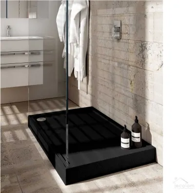 Produktbild von Duschwanne Duschtasse Rechteck Competia New Black Stone 120x90 x12 cm schwarz Stein Effekt Matt