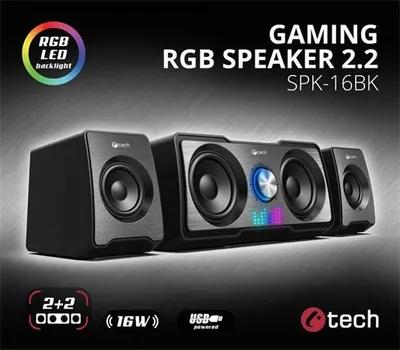 Image de C-TECH Speakers SPK-16, 2.2, 16W, RGB backlight, 3.5mm jack, USB power, noir