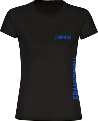 Produktbild von multifanshop Damen T-Shirt - Frankreich - Brust & Seite, schwarz, Größe S