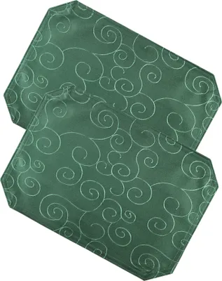 Produktbild von Tischset 2er Set 35x50 cm dunkelgrün Struktur Damast Ornamente Platzset Untersetzer