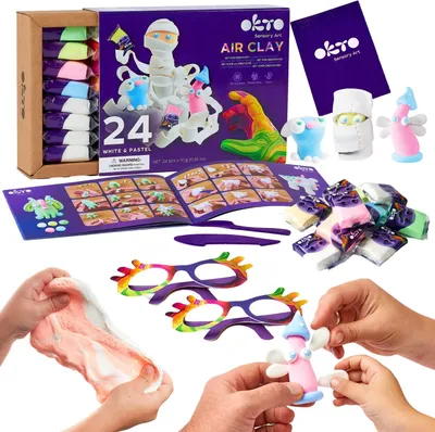 Produktbild von OKTO Selbsttrocknende Modelliermasse Set weiß und Pastell 24 Stück