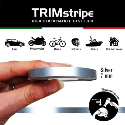 Immagine prodotto di Nastro decorativo adesivo per auto, colore argento, 7 mm x 10 m