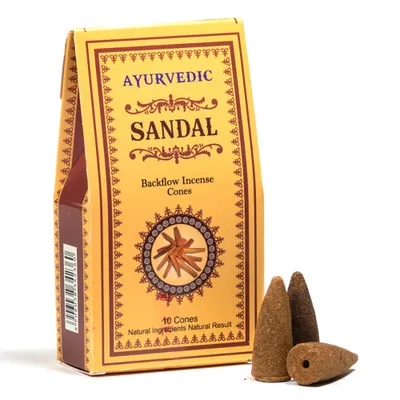 Produktbild von yogabox Ayurvedische Rückfluss Räucherkegel - 15 Minuten Sandelholz
