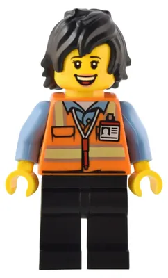 Produktbild von LEGO Minifigur Train Driver - Female, Orange Safety Vest with (bdp086)