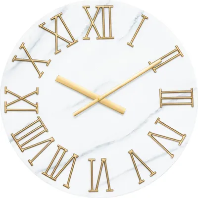 Produktbild von Wanduhr/Wanduhr Roma Marmor - Vintage Metall - Dia 56 cm - Metall/Glas - weis/gold