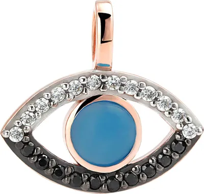 Produktbild von Kettenanhänger Böser Blick 15x10mm 925 Silber evil eye Anhänger mit Blauem Achat