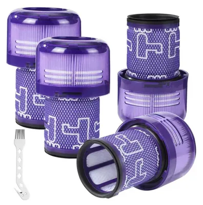 4 V12 Slim Filter + 1 Bürste mit Haken, waschbare HEPA-Ersatzfilter