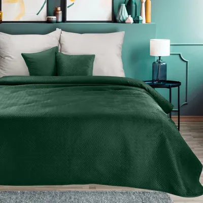 Zdjęcie produktu dla Narzuta Luiz 5 butelkowa zieleń 200×220 cm pikowana welur hotpress