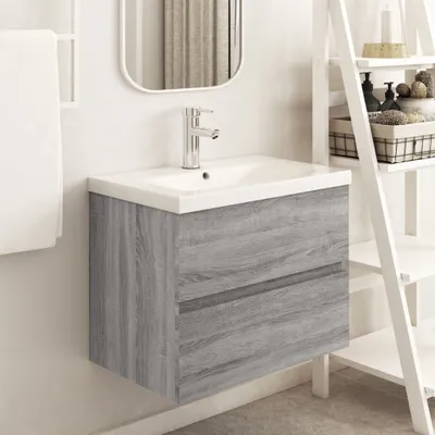 Produktbild von The Living Store Waschbeckenschrank Grau Sonoma 60x38,5x45 cm Holzwerkstoff