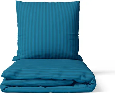 Produktbild von 2-tlg Premium Damast Bettwäsche 155x220 + 80x80 cm mit YKK Reißverschluss Garnitur petrol