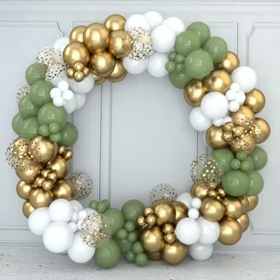 Immagine prodotto di Ghirlande di palloncini verde, bianco e oro, confezione da 152 pezzi, ideali per compleanni, matrimoni e feste per bambini