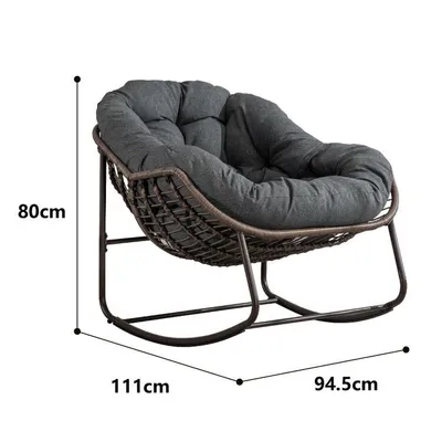 Immagine prodotto di okwish Sedia a dondolo, Sedia a dondolo, Sedia per il tempo libero per balcone, veranda, giardino, soggiorno, Grigio