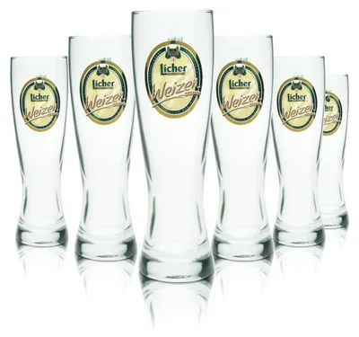 Produktbild von 6x Licher Bierglas 0,3l Weißbierglas Hefeweizen Gläser Set Brauerei Gastro Eiche