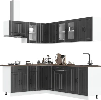 Produktbild von 11-tlg. Küchenschrank-Set Lucca Schwarz Holzwerkstoff
