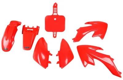 Productafbeelding van UFO PLAST verkleedingset, 7-delig. Kunststof verkleedingset voor Honda CRF F 50cc, bouwjaar 2004 - 2025, kleur: rood. OEM-nummer: 00-26