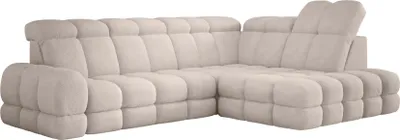 Produktbild von DomoHome Ecksofa Tollo Beige Bubble-Stoff Rechte Seite 302x217x105 cm, L-Form Sofa mit Schlaffunktion, Bettkasten 120x85x17 cm, Elektrisch Verstellbar