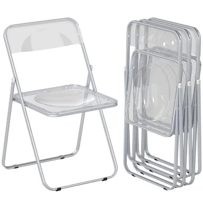 Produktbild von Ein Set aus vier Klappstühlen – Acryl-Klappstühle – transparente Klappstühle – geeignet für Wohnzimmer und Veranstaltungsräume – transparent